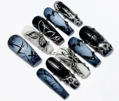 Thank you for stopping by and supporting a small business!💖 🦋 Elevate Everyday Style with Short Coffin Nails Set: Crystal Black Butterfly Press On Nails.🦋 Crystal Black Butterfly Press On Nails, Y2K Trendy Style Nails, Short Coffin Nails Set, Handmade Silver Accent Nails Art, Perfect Color Fake Nails, Look Special False Nails For Everyday, Gift for Her, 3D Nails, Long Nails, Stiletto Nails, Almond Nails, Square Nails, Fake Nails, Trendy Nails, Summer Nails 🦋 Transform your everyday look with Gothic Fairy Nails, Square Y2k Nails, Butterfly Nails Black, Nails Inspo Coffin, Silver Accent Nails, Nails For Everyday, Butterfly Press On Nails, Accent Nail Art, Nails Short Coffin