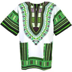 Traditional African Print Dashiki Top Free Size White And Green. Condition Is "New With Tags". 100% Cotton. One Size Fits Most. Measurements Laying Flat Are The Following: Armpit To Armpit- 28” And Length -32”. Traditional Green Tops For Vacation, African Dashiki Shirt, Dashiki Outfit, Dashiki For Men, Dashiki Shirt, African Shirts For Men, African Dashiki, African Shirts, Festival Shirts