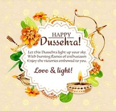 happy dussehanai with flowers and candles on the occasion of love and light