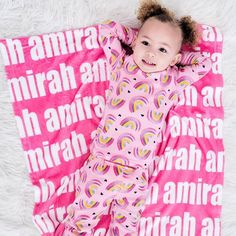 PERSONALIZED NAME BLANKET - BOLD FONT - PINK Baby Sleeper Gown, Softest Blanket, Family Blanket, Team Bags, Baby Sleepers, Matching Patterns, Notes Gift, The Graduate, Name Blanket