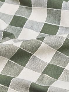 the fabric is green and white checkered