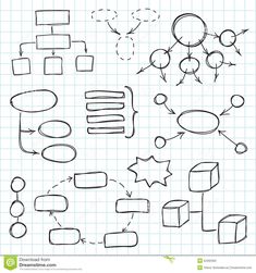 hand drawn speech bubbles and shapes