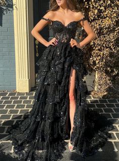 Women's Off the Shoulder Lace Formal Prom Dress Long Sleeveless Appliques Evening Party Gowns Long A045 on Storenvy Dark Blue Prom Dresses, Sequin Long Dress, Prom Dress Inspiration, Black Prom, A Line Prom Dresses, Lace Evening Dresses, Black Prom Dresses