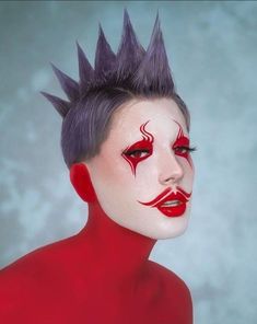 Drag Clown, Drag King Makeup, Bohemian Pictures, Funky Makeup, Inspo Makeup, Drag King, Avant Garde Makeup, Birthday Makeup