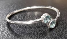 Gemstone Cuff Bracelet, Silver Cuff Bangle, Topaz Bracelet, Blue Topaz Bracelet, Open Bangle, Sterling Silver Cuff, Topaz Gemstone, Cuff Bangles, Silver Cuff