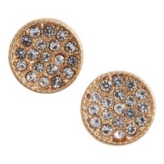 These easyto-wear stud earrings work with everything in the closet, elevating your look with their glowing gold circles filled with diamond-like gems. Round Stud Earrings, World Market, Boutique Jewelry, Gems, Stud Earrings, Gold