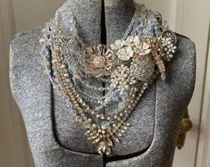 Long Brocante Necklace, Boho Necklace, Shabby Chic Necklaces, Brocante Scarves, Garland Necklaces, Assemblage Necklace, Assemblage Scarves, - Etsy Bridal Statement Necklace, Swarovski Brooch, Antique Silver Necklace, Vintage Rhinestone Necklace, Gold Bridal Necklace, Pearl Statement Necklace, Assemblage Necklace, Rhinestone Statement Necklace, Necklace Swarovski