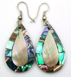 Handmade 2" Paua Abalone Shell Mother Of Pearl Teardrop Dangle Earrings: Ba246 French Hook Earrings, Flower Ear, Wedding Earrings Drop, Ear Earrings, Teardrop Dangle Earrings, Kate Spade Earrings, Square Earrings Studs, Round Stud Earrings, 925 Silver Earrings