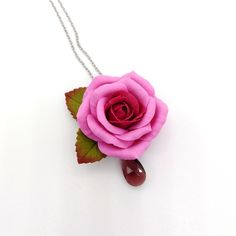 Pendant made of polymer clay with rose, stainless steel fittings and chain, gypoallergenic.  The pendant are packed in a gift box.  In stock and ready to ship. I accept personal orders.  You can order a pendant with a rose of any color. Rose Jewelry With 3d Flowers For Gift, Pink Rose Necklaces For Gifts, Elegant Polymer Clay Jewelry With Flower Charm, Handmade Rose Jewelry For Gifts, Flower Charm Polymer Clay Jewelry For Gifts, Polymer Clay Jewelry With Flower Charm Gift, Flower Shaped Polymer Clay Necklaces As Gift, Flower-shaped Polymer Clay Necklace For Gift, Flower Shape Polymer Clay Necklaces For Gifts