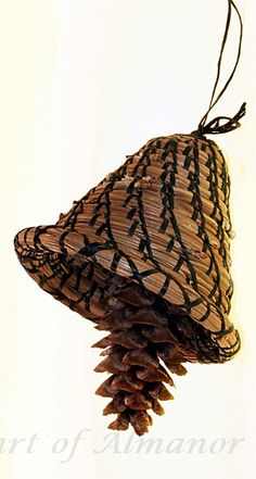 a pine cone hanging from a string