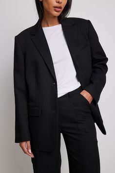 Oversized Blazer, Black Blazer, Black Blazers, Na Kd, Flap Pocket, Shoulder Pads, Women's Blazer, Coats Jackets, Blazer