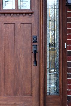 Craftsman door closeup Craftsman Style Front Doors Entrance, Arts And Crafts Front Door, Craftsman Style Front Door, Craftsman Style Front Doors, Craftsman Doors, Door Fixtures, Exterior House Doors