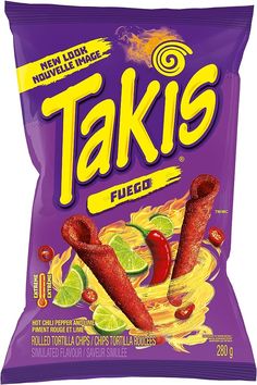 a bag of taki's filled with hot dogs and jalapenos