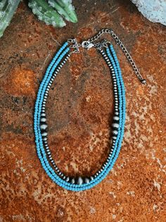 Handmade Triple Strand Navajo and Turquoise Bead Necklace | gussieduponline Turquoise Multi-strand Beaded Necklaces As Gift, Southwestern Adjustable Turquoise Necklace Hand-strung, Adjustable Southwestern Turquoise Necklace Hand-strung, Navajo Turqoise Necklace, Adjustable Southwestern Hand-strung Turquoise Necklace, Trending Necklaces, Western Wear For Women, Turquoise Bead Necklaces, Southwest Jewelry