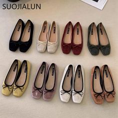 SUOJIALUN 2024 Spring New Women Flat Shoes Fashion Round Toe Shallow Slip On Ballerinas Shoes Soft Ballerinas Shoes, Goth Accessories, Fashion Shoes Flats, Shoes Soft, Art Bag, Ballerina Shoes, Casual Heels, Shoes Fashion, Flat Shoes