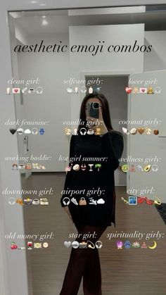 a woman taking a selfie in front of a mirror with the words aesthetic emo i control