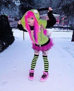 Pink And Green Scene Outfit, Green And Hot Pink Outfit, Gir Hoodie Scene, Purple Scene Outfits, Green Scene Outfit, Scene Tutu, Pink Scene Outfits, Scene Fashion 2000s, Scene Kid Outfits