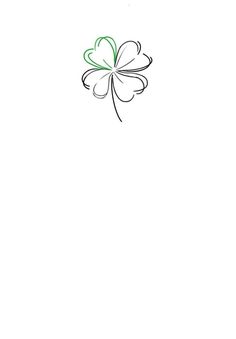 a four leaf clover is shown in green and black ink on a white paper background