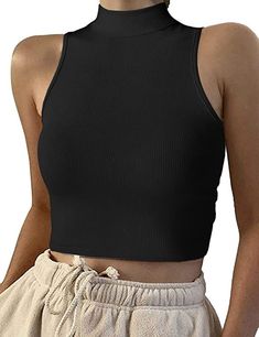 Sleeveless Tshirt Outfit, Sleeveless Turtleneck Outfit, Turtle Neck Outfit Women, Turtle Neck Sleeveless Top, Black High Neck Top, Black Sleeveless Crop Top, High Neck Sleeveless Top, Turtleneck Tank Top, High Neck Shirts