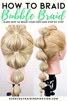 Bubble braids Another Braid, Braid Your Own Hair, Hair Step By Step, Bubble Braid, How To Braid, Dutch Braid Hairstyles, Braiding Your Own Hair, Medium Hair Styles For Women, Bubble Ponytail