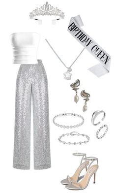 #birthday #cute #birthdaygirl 18th Birthday Party Outfit Ideas, Disco Bday Party Outfits, Silver Theme Outfit, Disco Birthday Outfit Ideas, Birthday Outfit Fancy, Silver And White Theme Party, 18th Party Outfit, Disco Silver Party, Platinum Birthday Party Ideas