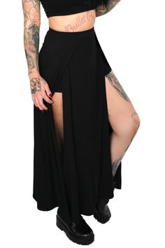 black maxi skirt with slits and shorts Mesh Maxi Skirt, Attitude Clothing, Black Maxi Skirt, Womens Maxi Skirts, Split Skirt, Ruched Midi Dress, Stretch Skirt, Black Maxi, Jeans Size Chart