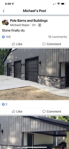 two screenshots showing the different garage doors and side by side photos on facebook