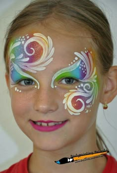 . Rainbow Fairy Face Paint, Rainbow Body Painting, Face Painting Unicorn, Rainbow Face Paint, Rainbow Face