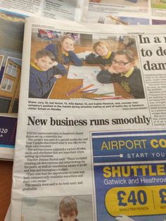 the front page of a newspaper with children's pictures on it