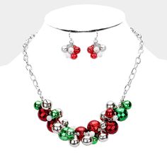 Necklace Size : 18" + 3" L Decor Size : 1" L Earring Size : 1.2" L Jingle Bell Necklace, Bell Collar, Bell Necklace, Buy Wholesale Jewelry, Gold Collar Necklace, Multi Necklace, Silver Theme, Arm Bracelets, Christmas Necklace