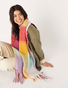 Pop Colour Palette, Pop Colour, Scarf Blanket, Blanket Scarves, Butterfly Scarf, Color Block Scarf, Chunky Knit Scarves, Rainbow Scarf, Super Soft Blanket