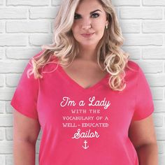 Plus size, I'm a Lady With the Vocabulary of a Well-Educated Sailor, funny t-shirt, potty mouth, curvy, womens plus size, cuss a little Wooden Spoon Survivor Shirt, Funny Sibling Shirts, Plus Size Travel, Trailer Camping, Travel Trailer Camping, Im A Lady, Funny Mothers Day Gifts, Retro Campers