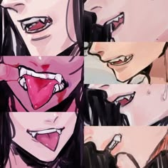 three different images of people with mouths open and tongue out, one is biting into the other's mouth