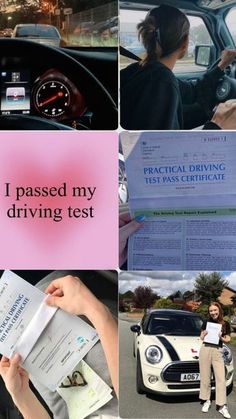 a collage of photos with the words passed my driving test