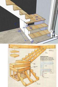 the steps are made from wood and have measurements for each step to go up them