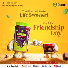 Friends are the family you choose, They are the ones who make you laugh, cry and support you through thick and thin.  Gulas Jaggery Powder wishes you a Happy Friendship Day. Use coupon FRND10 to avail 10% discount. Shopping links are in Bio Happy Friendship, Happy Friendship Day, Friends Day, Friendship Day, True Friends