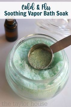 2 cups Epsom Salt 1 cup baking soda 1 T. coconut oil 15 drops eucalyptus essential oil 15 drops lavender essential oil 8 drops tea tree essential oil Vapor Bath, Diy Spa, Homemade Bath Products, Cold Remedies, Tea Tree Essential Oil, Homemade Remedies, Diy Body, Bath Soak, Beauty Recipe