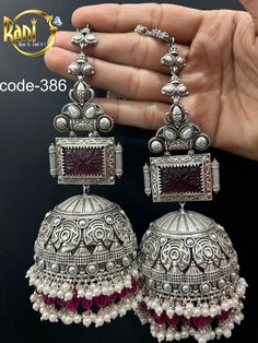 Heavy Jewellery, Silver Jhumkas, Jewelry Hacks, Artificial Jewelry, Pretty Jewelry Necklaces, Silver Jewellery Indian, Indian Jewellery Design Earrings, Indian Jewelry Sets