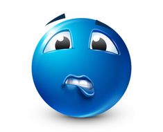 a blue emotiction with an angry look on it's face