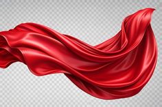 red silk flying in the wind on a transparent background