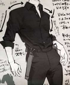 a drawing of a man with his hands in his pockets and wearing a black shirt