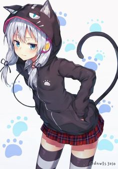 Pet Anime, Humour Geek, Neko Cat, A Black Cat, Anime Wolf, Anime Animals, Anime Cat, Cat Girl, Anime Kawaii