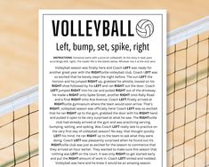 a volleyball net with the words volleyball left, bump, set, spike right