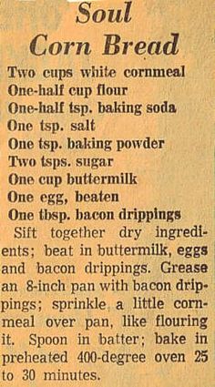 an old recipe for corn bread