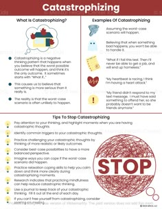 Catastrophizing Cognitive Distortion (PDF) – Mental Health Center Kids Catastrophic Thinking Worksheets, Cognitive Distortions For Kids, Thinking Errors, Dbt Skills, Understanding Emotions