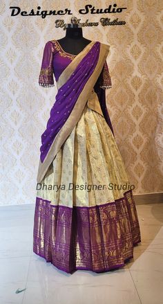 Half Saree Combinations, Half Saree Designs Color Combinations, Half Saree Models Latest, Saree Dress Design Ideas, Saree Function, Onam Outfits, Kurtis Design, Half Saree Function, Stylish Kurtis