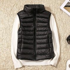 Women 90% White Duck Down Vest Ultra Light Duck Down Vest Jacket High collar Item description Brand Unbranded Department Women Outer Shell Material Polyester Size Type Regular Style 3-in-1 Jacket Type Coat   Shipment Payment Return & Warranty Service & Feedbacks Shipment 1.We Ship to Worldwide. 2.Delivery time depends on destination and other factors, it may takes up to 15-30 days. If you don't receive the item after 35 days, please contact us, we'll investigate and solve the delivery problem. 3 Sleeveless Jackets For Women, Chic Winter Coat, Sleeveless Puffer, Sleeveless Coat, Elegant Blazers, Fluffy Coat, Cozy Coats, Winter Vest, Navy And Khaki