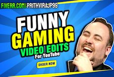 a man singing into a microphone with the words funny gaming videos for youtube on it