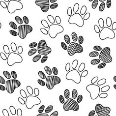 black and white dog paw prints seamlessly on a white background stock photo edit now