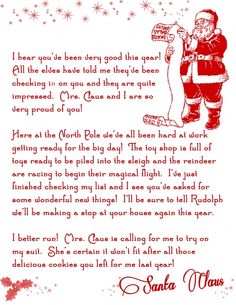 santa claus is holding a toy in his hand and the words are written on it